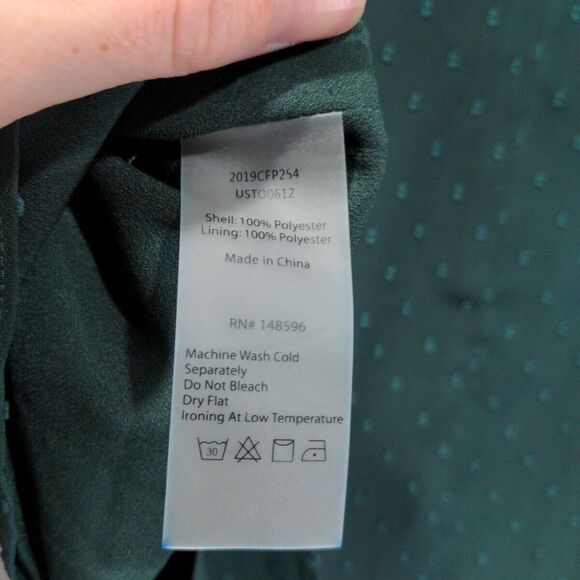 Universal Standard Womens Swiss Dot Blouse Size 6/8 Green Balloon Sleeve Chiffon - Picture 9 of 13